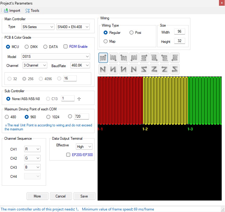 Окно настроек программы LED Player 2.4.3.3